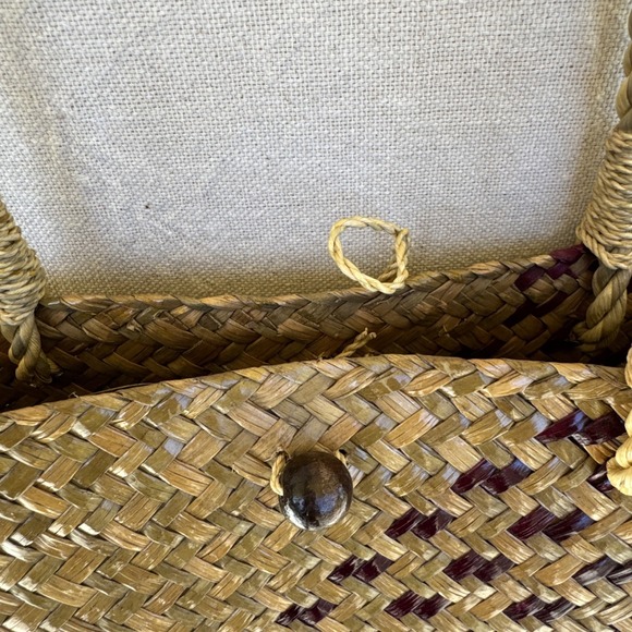 Natural‎ Papyrus Basket Handwoven Bag Medium Sz 11"X10"X4" Boho - Picture 10 of 10